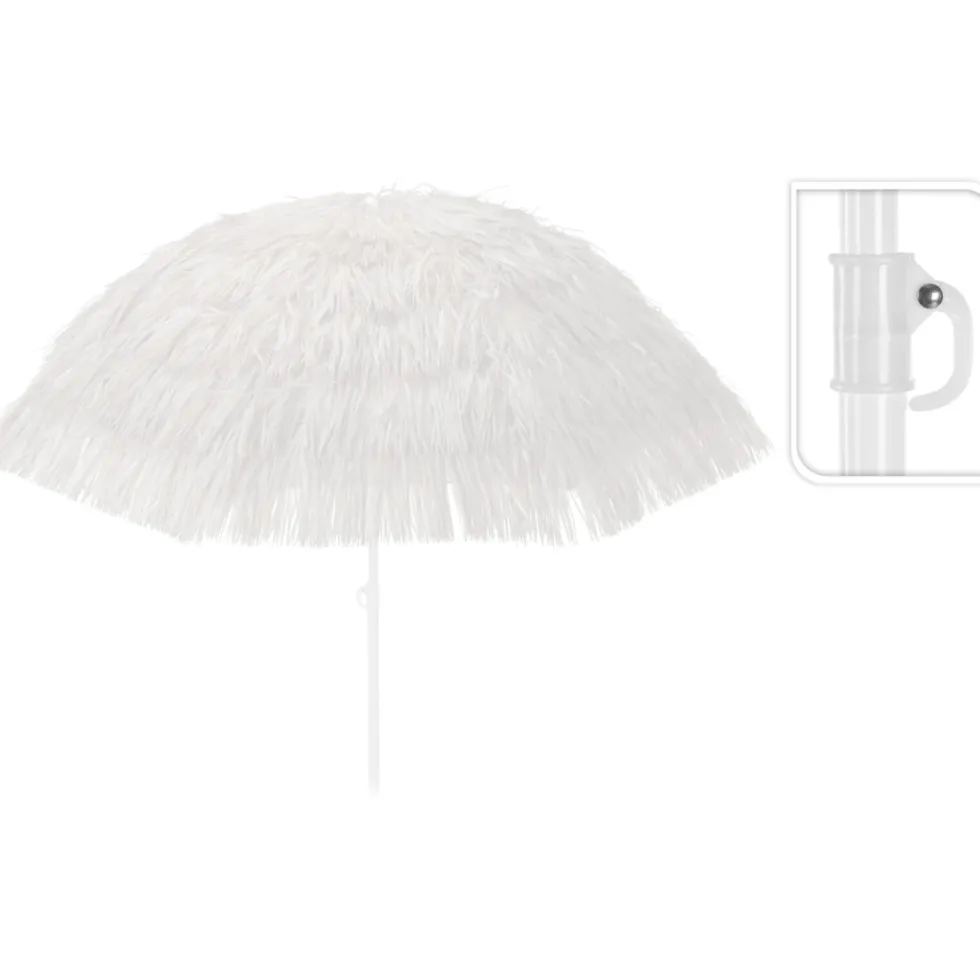 Aurinkovarjo Raffia valkoinen 155cm