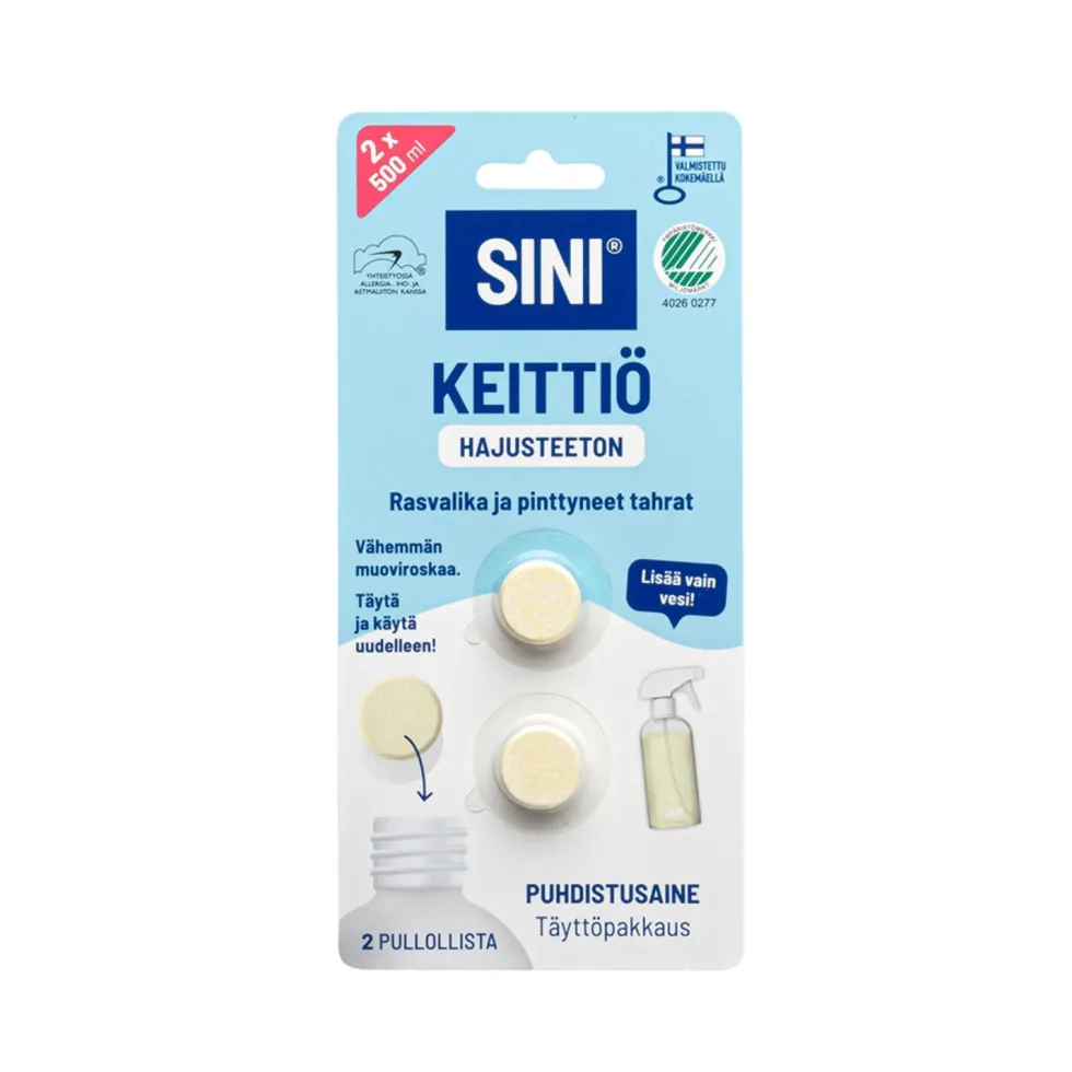 Hajusteeton keittiönpuhdistusaine, täyttöpakkaus – 2 tablettia