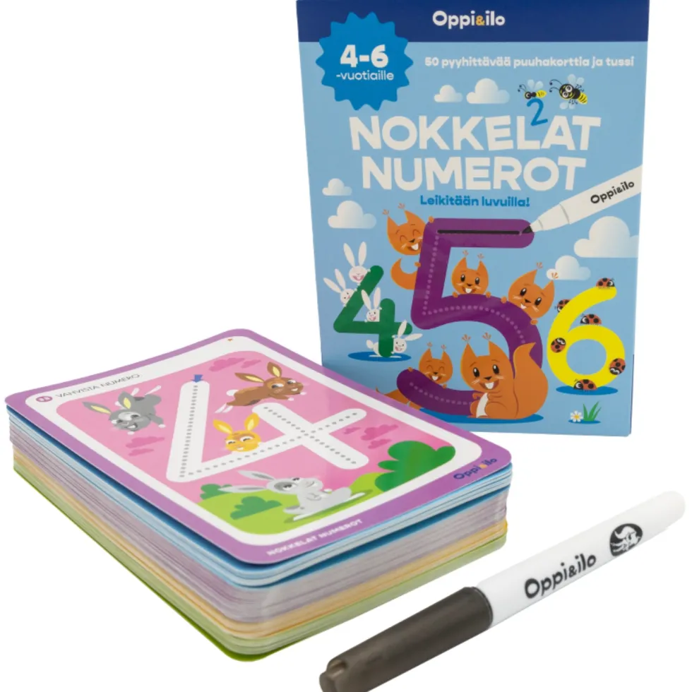 Oppi&ilo nokkelat numerot-puuhakortit