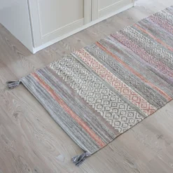 Puuvillamatto tupsuilla harmaa 70x150cm