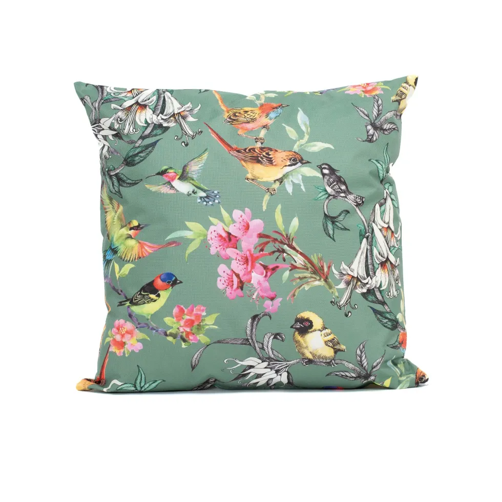 Sisustustyyny ulkokäyttöön 45x45cm Birds Green